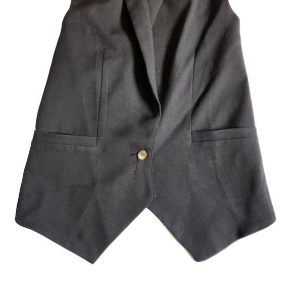 Forever 21 black one button v neck sleeveless vest with lace back detail sz S - Picture 5 of 11